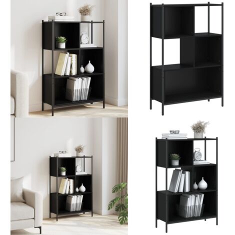 Estantería de madera de ingeniería negra 72x28x109 cm - Estantería de almacenamiento - Estantería de libros