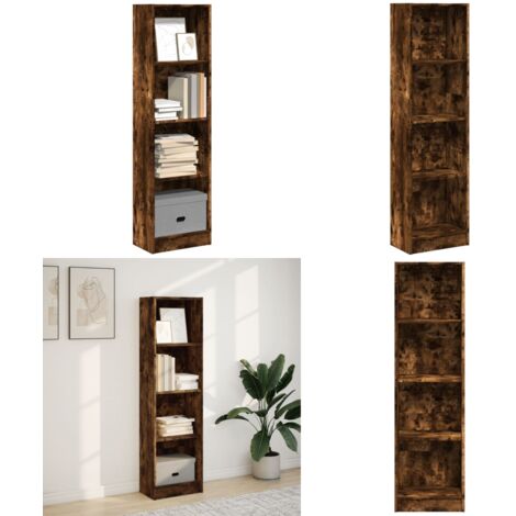 Estantería de madera de ingeniería roble ahumado 40x24x143 cm - Almacenamiento - Estantería de roble