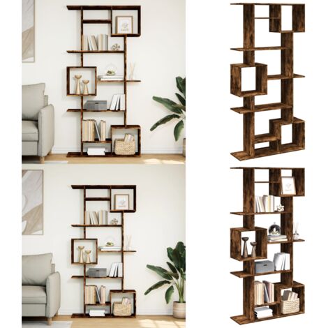 Estantería de madera de ingeniería roble ahumado 92x29x188 cm - Estantería de libros - Estantería decorativa