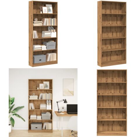 Estantería de madera de ingeniería roble artesanal 80x24x176 cm - Almacenamiento - Estantería de roble