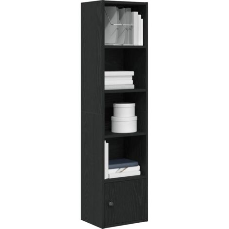 Estantería de madera de ingeniería roble negro 31x24x127 cm