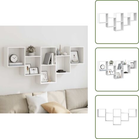 Estantería de madera de ingeniería - vidaXL Estantería de pared madera de ingeniería blanca 159x18x66 cm - Estantería blanca