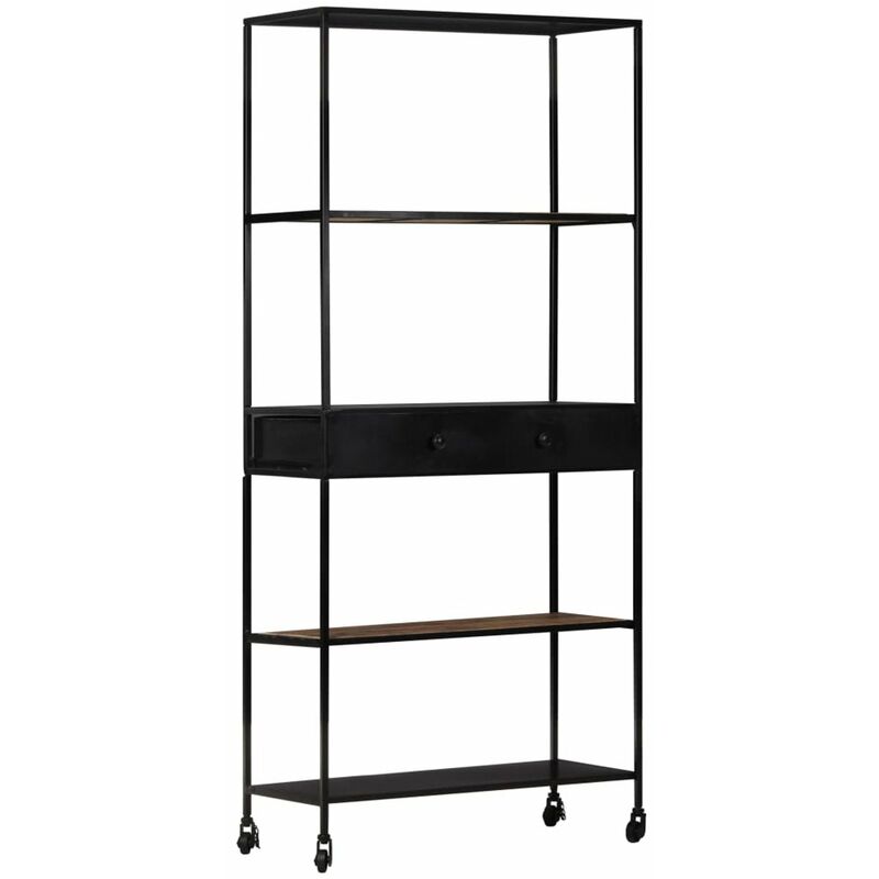 

Happyshopping - Estanteria de madera de mango rugosa y hierro 90x35x180 cm