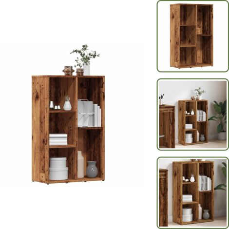 Estantería de madera envejecida - vidaXL Estantería madera de ingeniería envejecida 50x25x80 cm - Estantería de ingeniería