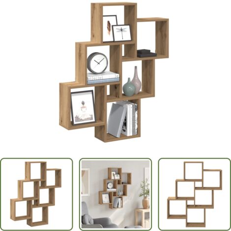 Estantería de madera -  Estante cubo pared madera ingeniería roble artisan 78x15x93 cm