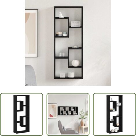 Estantería de madera -  Estante de pared roble negro 36x16x90 cm madera de ingeniería