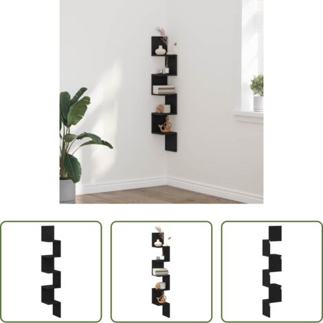 Estantería de madera -  Estante esquinero con estante Roble Negro 20 x 20 x 127,5 cm