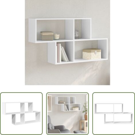 Estantería de madera -  Estantería de pared madera ingeniería blanco 100x20x53 cm