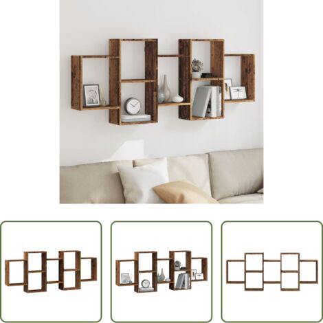 Estantería de madera -  Estantería de pared madera ingeniería envejecida 159x18x65 cm