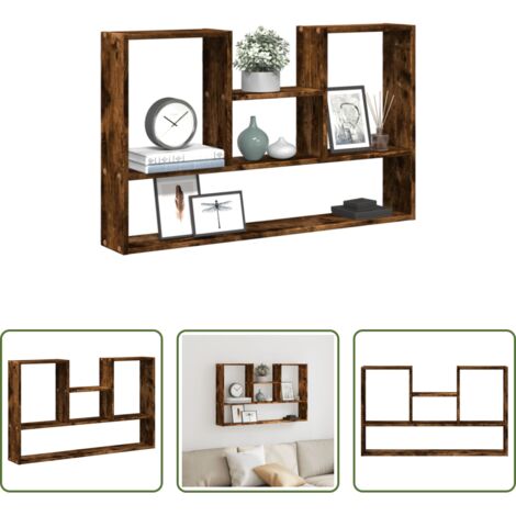 Estantería de madera -  Estantería de pared madera ingeniería roble ahumado 99x15x60 cm