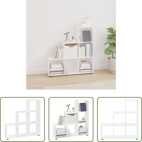 Estantería de madera -  Estantería forma de escalera madera contrachapada blanco brillo