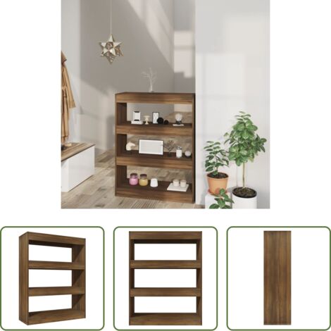 Estantería de madera -  Estantería madera contrachapada marrón roble 80x30x103 cm