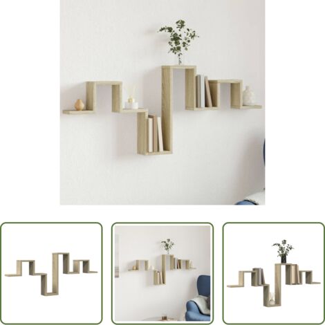 Estantería de madera -  Estantería pared madera ingeniería roble Sonoma 104,5x10x43 cm