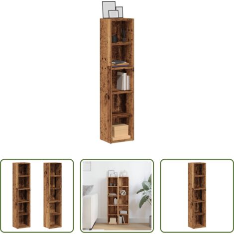 Estantería de madera -  Estanterías para CD 2 uds madera envejecida 21x16x93,5 cm