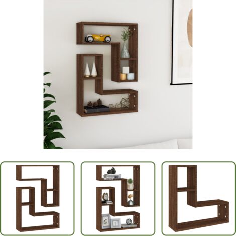 Estantería de madera -  Estantes de pared 2 uds madera color roble marrón 50x15x50 cm