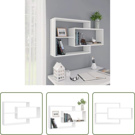 Estantería de madera -  Estantes de pared de madera contrachapada blanco 104x20x58,5 cm