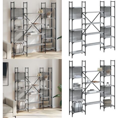 Estantería de madera ingeniería gris Sonoma 155,5x24x166,5 cm - Estantería gris - Estantería de almacenamiento