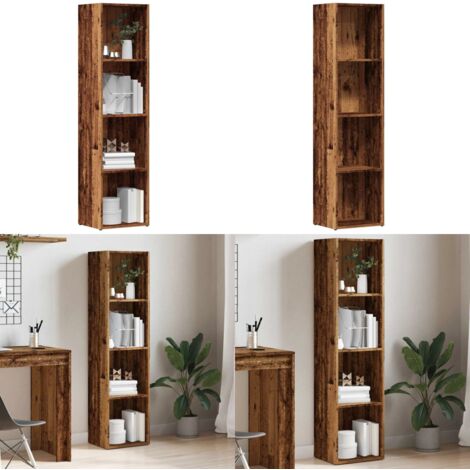 Estantería de madera ingeniería madera envejecida 36x30x143 cm - Estantería de madera - Estantería decorativa