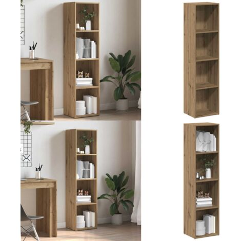 Estantería de madera ingeniería roble artisan 36x30x143 cm - Estantería de madera - Estantería de 4 niveles