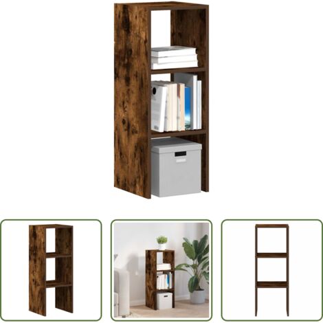 Estantería de madera -  Librería apilable madera contrachapada roble ahumado 30x30x80cm