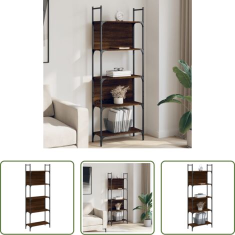 Estantería de madera -  Librería de 5 estantes madera roble marrón 60,5x24x166,5 cm