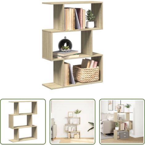Estantería de madera -  Librería divisora 3 niveles madera roble Sonoma 70x24x97 cm