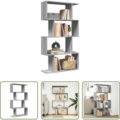 Estantería de madera -  Librería divisora 4 niveles madera gris Sonoma 70x24x129 cm