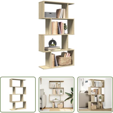 Estantería de madera -  Librería divisora 4 niveles madera roble Sonoma 70x24x129 cm
