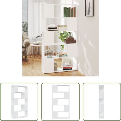 Estantería de madera -  Librería separador madera contrachapada blanco 80x24x155 cm