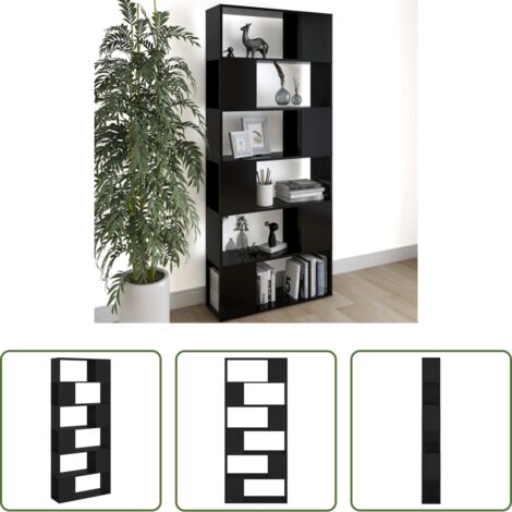 Estantería de madera -  Librería separador madera contrachapada negro 80x24x186 cm