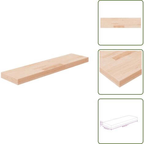 Estantería de madera maciza - vidaXL Tabla de estantería madera maciza roble sin tratar 80x20x4 cm - Estantería de roble sin tratar