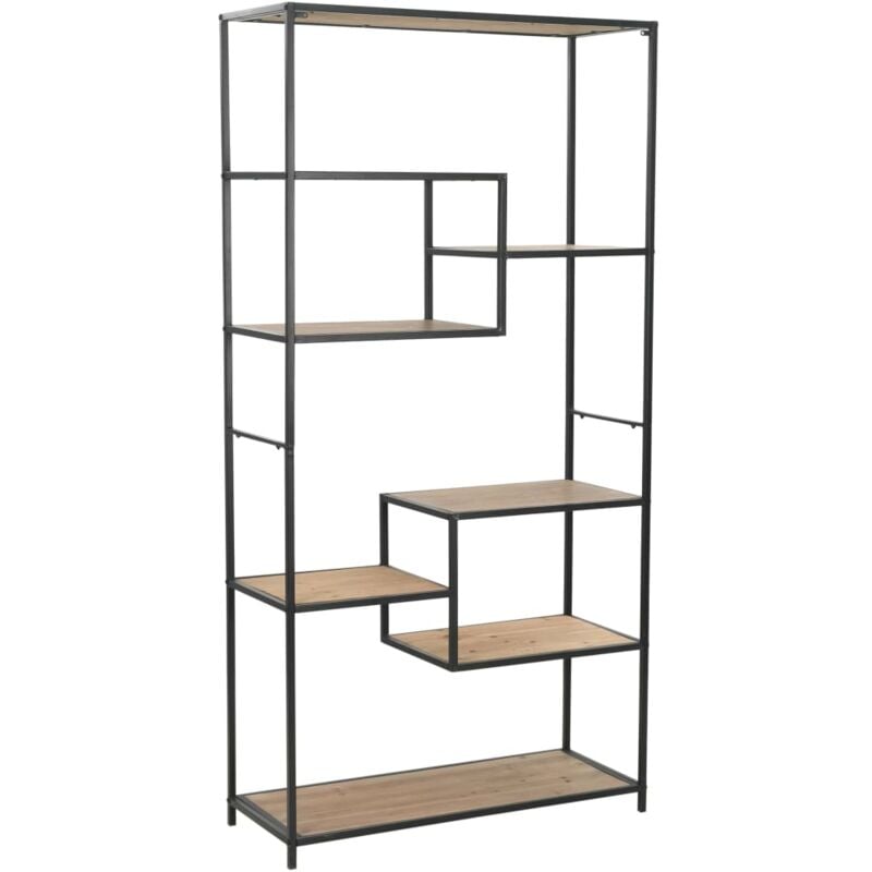 

vidaXL Estantería de madera maciza y acero 90,5x35x180 cm - Negro
