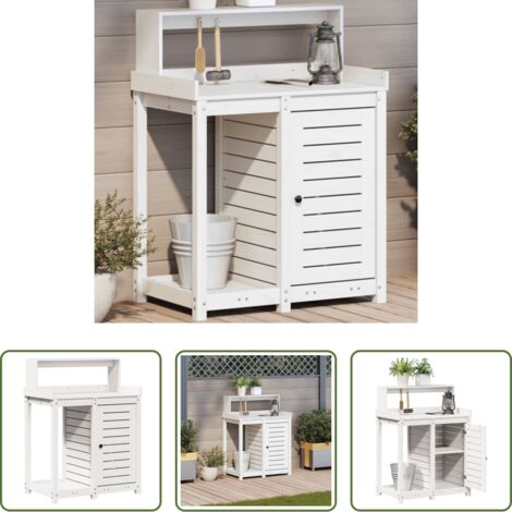 Estantería de madera -  Mesa plantación con estantes madera pino blanco 82,5x50x109,5cm