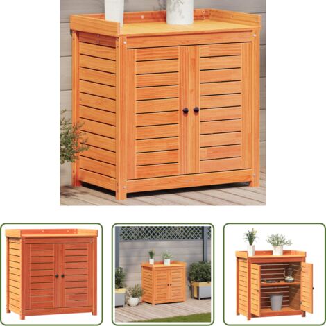Estantería de madera -  Mesa plantación con estantes madera pino marrón 82,5x50x86,5 cm