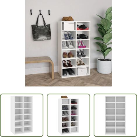 Estantería de madera -  Mueble zapatero de madera contrachapada blanco 54x34x100,5 cm