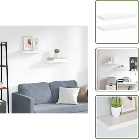 Estantería de madera nido de abeja - vidaXL Estantes flotantes de pared 2 uds MDF blanco 50x23x3,8 cm - Estantería de pared blanca