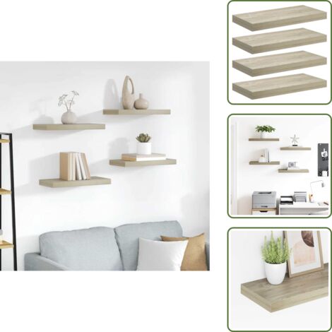 Estantería de madera nido de abeja - vidaXL Estantes flotantes de pared 4 uds negro MDF 50x23x3,8 cm - Estantería de pared con sistema de montaje invisible