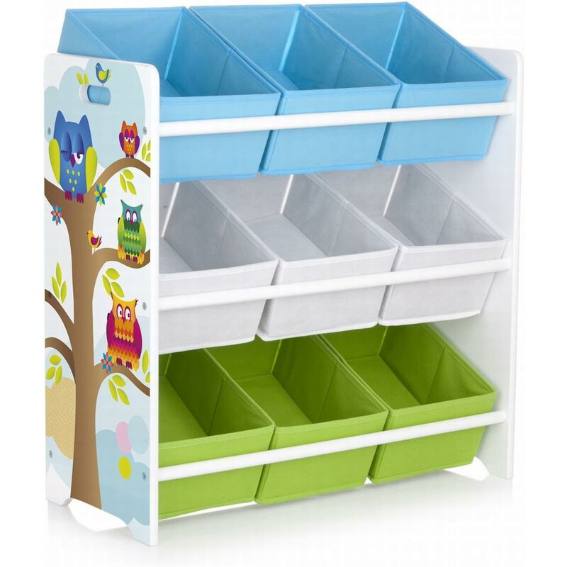 

Estantería de madera para niños con 9 contenedores - Búhos