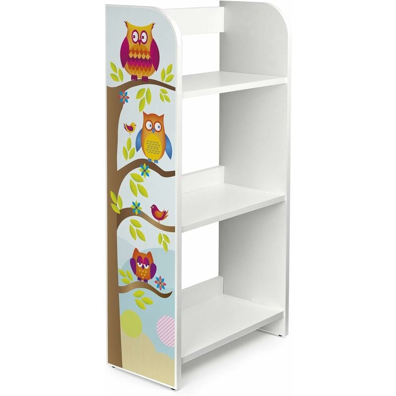 

Estantería de madera para niños con tres estantes - Búhos