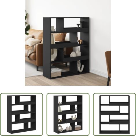 Estantería de madera -  Separador de ambientes madera ingeniería negro 100x33x125,5 cm