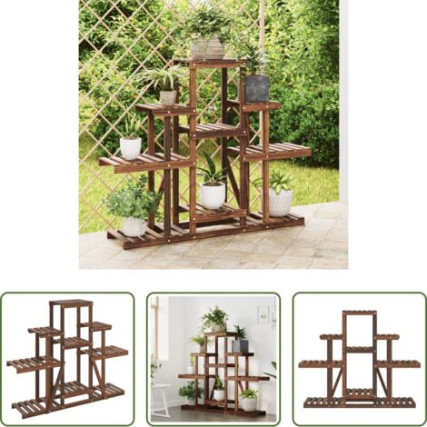 Estantería de madera -  Soporte para flores madera maciza abeto 110x25x96 cm