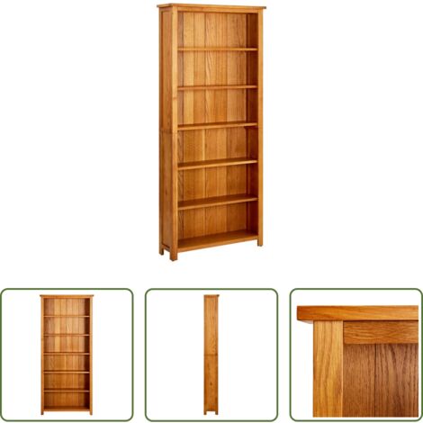 Estantería de madera - vidaX Estantería de 6 niveles de madera maciza de roble 80x22,5x180 cm
