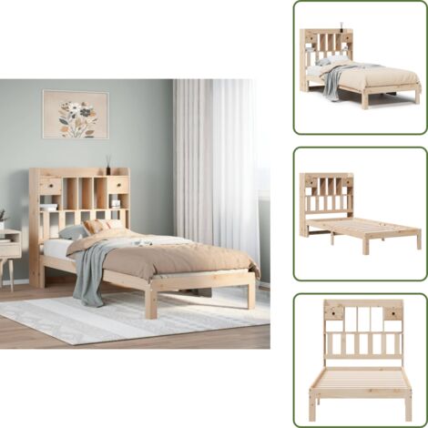 Estantería de madera - vidaXL Cama con estantería sin colchón madera maciza de pino 90x190 cm - Cama de pino