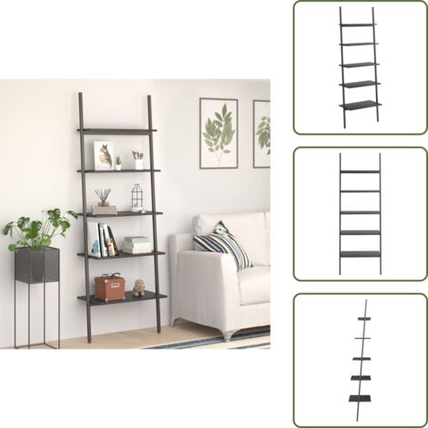 Estantería de madera - vidaXL Estantería inclinada de 5 baldas negro 64x34x185,5 cm - Estantería de acero