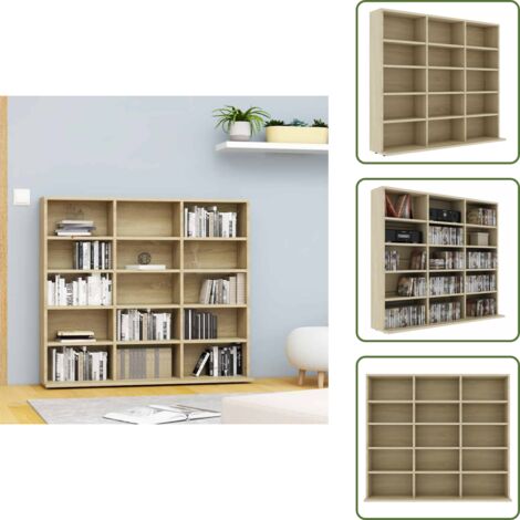 Estantería de madera - vidaXL Estantería para CD contrachapada color roble 100x23x89,5 cm - Armario para discos