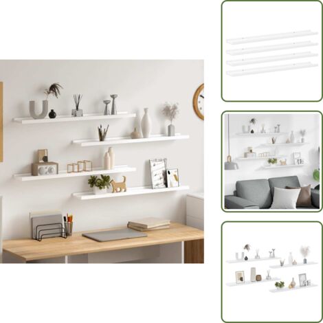 Estantería de madera - vidaXL Estantes de pared 4 unidades blanco 80x9x3 cm - Estantería de pared blanca