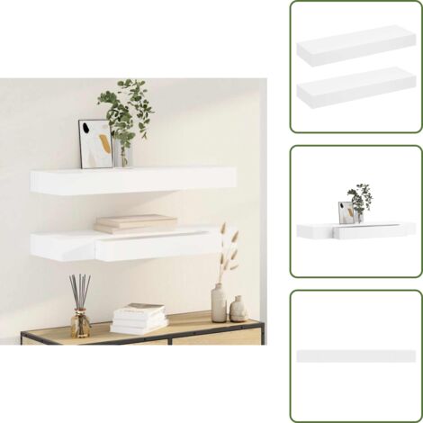 Estantería de madera - vidaXL Estantes de pared flotantes con cajones 2 uds blanco 80 cm - Estantería de pared flotante