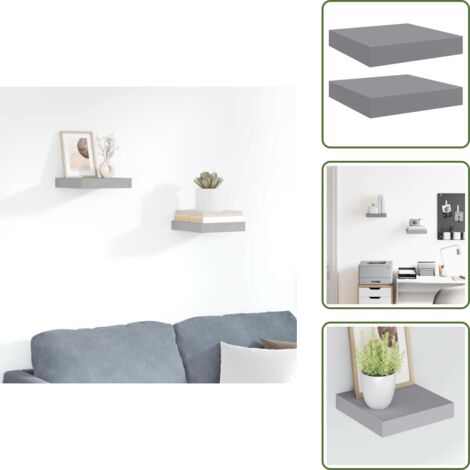 Estantería de mdf - vidaXL Estantes flotantes de pared 2 uds MDF gris 23x23,5x3,8 cm - Estantería gris