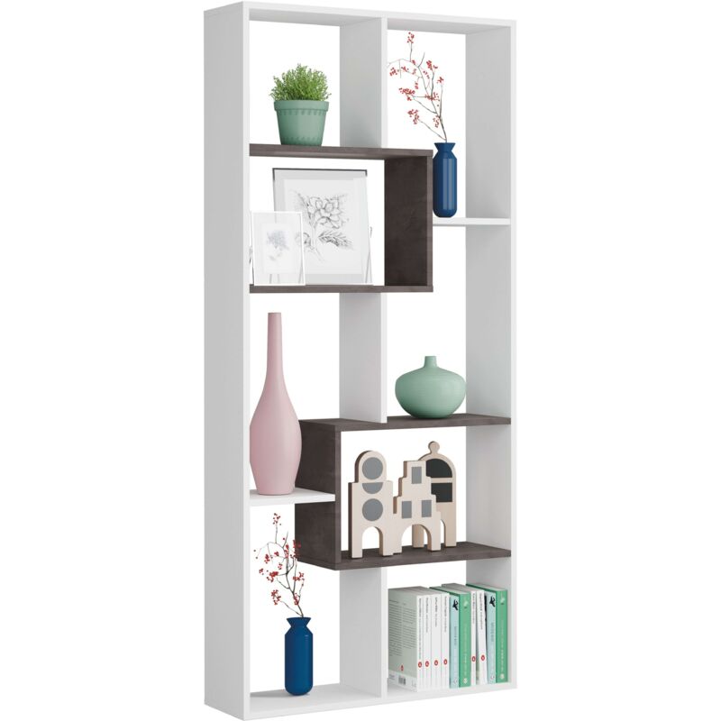 

Estanteria librería Andy salón comedor habitación estilo moderno industrial color blanco óxido 180x80x25 cm