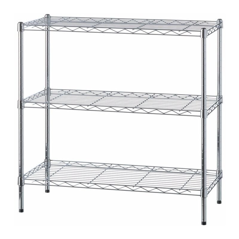

Estantería de metal industrial plateada con 3 baldas de 75x35x75 cm